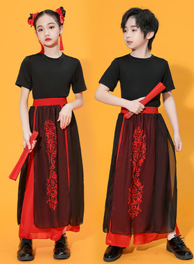 雪龙吟舞蹈服国潮古典舞扇子骁的舞蹈服装中国少年郎演出服女儿童