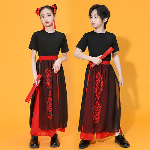 雪龙吟舞蹈服国潮古典舞扇子骁的舞蹈服装中国少年郎演出服女儿童