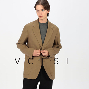 VCFSI简约休闲风男士 外套商务通勤单西卡其色宽松西服 西装