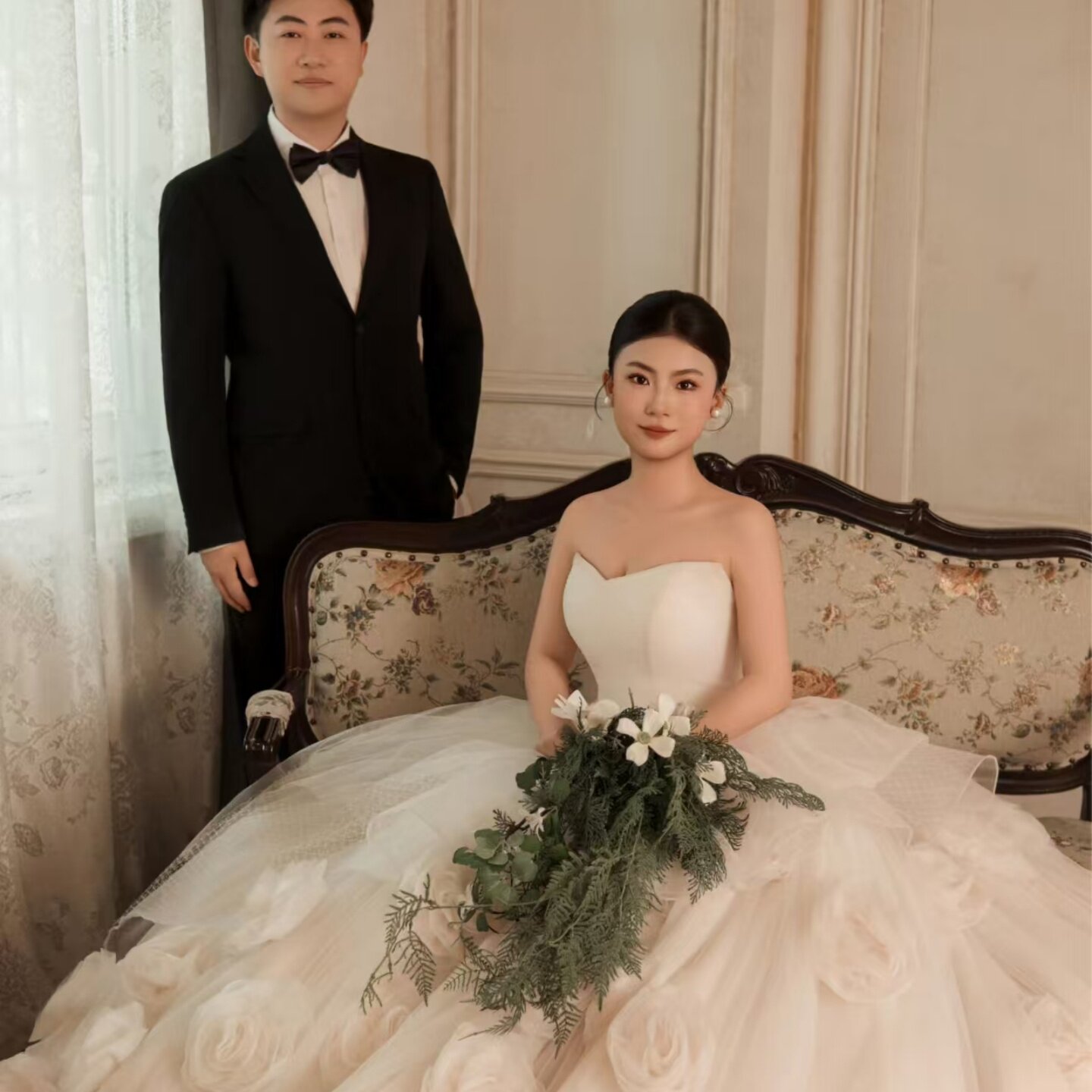 婚纱拍照实木沙发影楼写真法式美式复古定做工作室摄影棚拍摄沙发