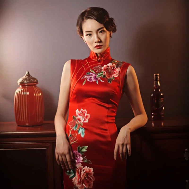老上海红色旗袍新娘敬酒服202旗袍
