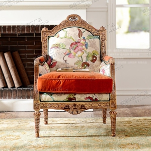 美式实木单人沙发样板房高档样品沙发个性单人老虎椅欧式实木椅子