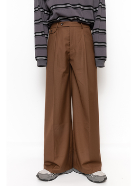 韩版纯色宽松直筒西裤男女时尚潮流坠感复古阔腿休闲西装长裤子潮