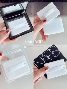 HALIE大白饼皮面粉饼粉扑3片纳斯方形超薄散粉粉扑植绒丝带粉扑