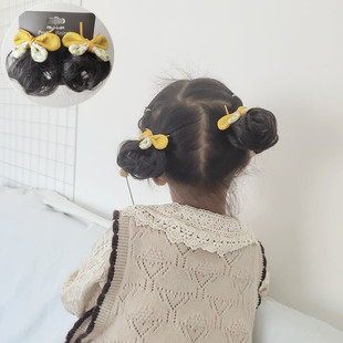 婴幼儿童假发苞丸子头古风汉服古装饰品公主女宝宝舞蹈发夹一对价