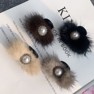 可爱水貂毛小号刘海抓夹侧边发卡夹子头饰秋冬公主头发夹边夹发饰