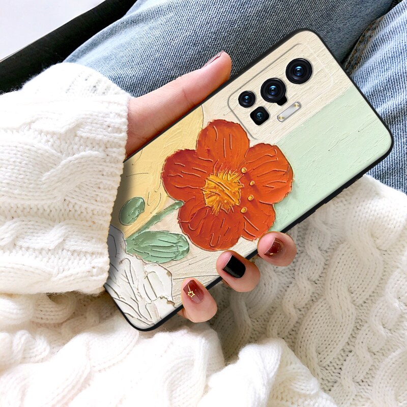 浮雕油画花适用vivo x70pro手机壳viⅴox70p新款vjvox女vⅰvox vix50 x60曲屏vibox男ⅴivox vicox5G潮viv0x
