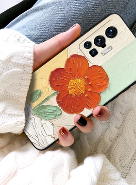 浮雕油画花适用vivo x70pro手机壳viⅴox70p新款vjvox女vⅰvox vix50 x60曲屏vibox男ⅴivox vicox5G潮viv0x