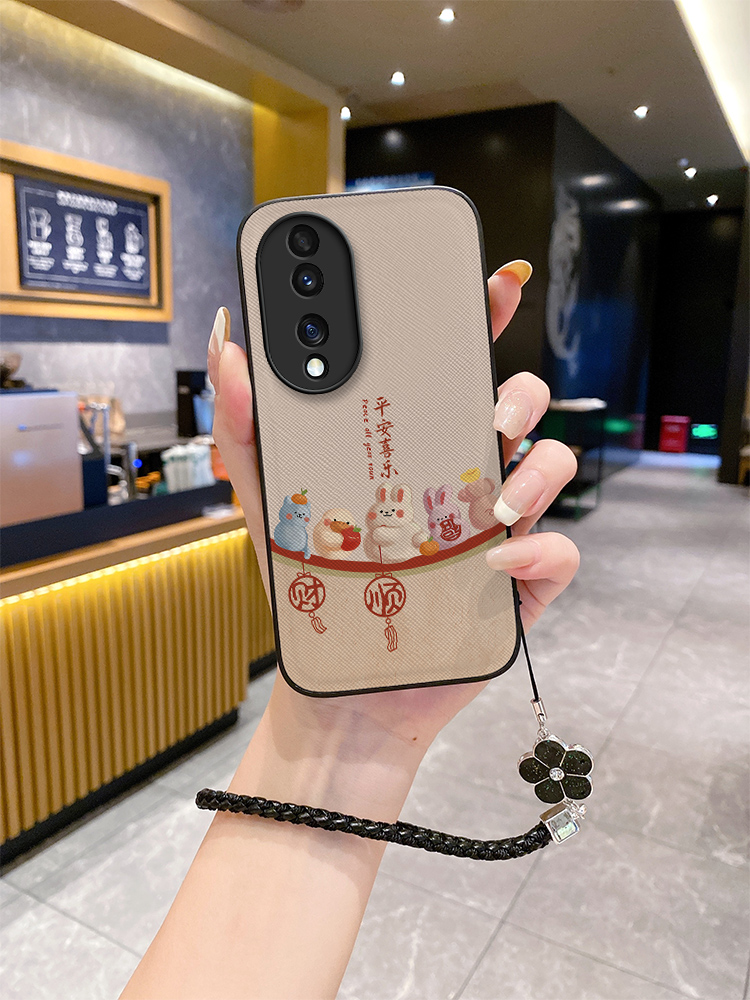皮纹2024适用华荣耀90pro手机壳honor20s新款5G女60青春ryao80小众70pr0男magic5防摔h0n0r50se爆款九零挂绳