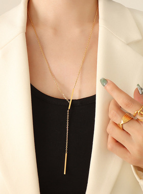 欧美锁骨链钛钢毛衣链