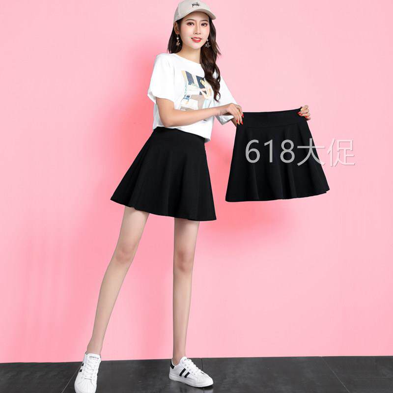 黑色半身裙女夏季薄款小黑裙 春秋小摆裙百褶高腰显瘦a字裙短裙子