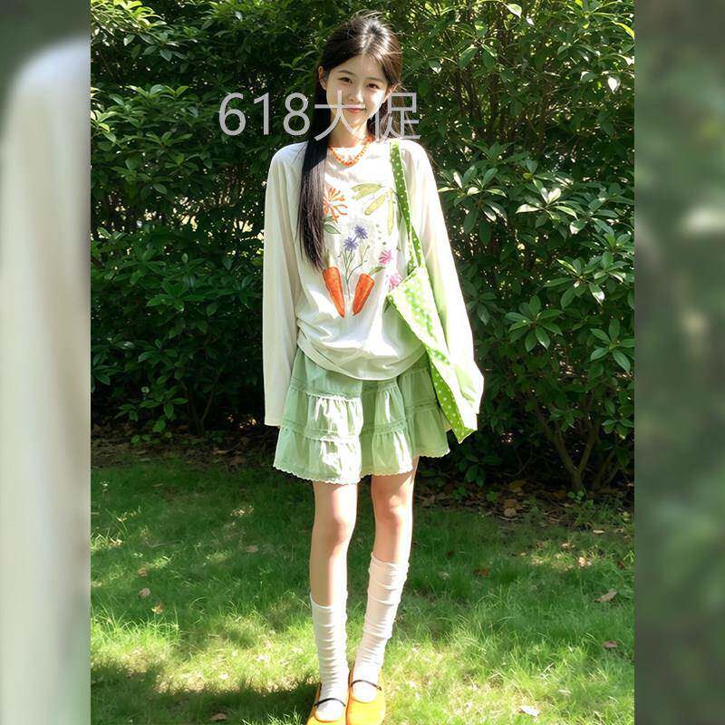 夏日穿搭一整套2026小个子韩系小清新甜美减龄罩衫短裙套装两件套