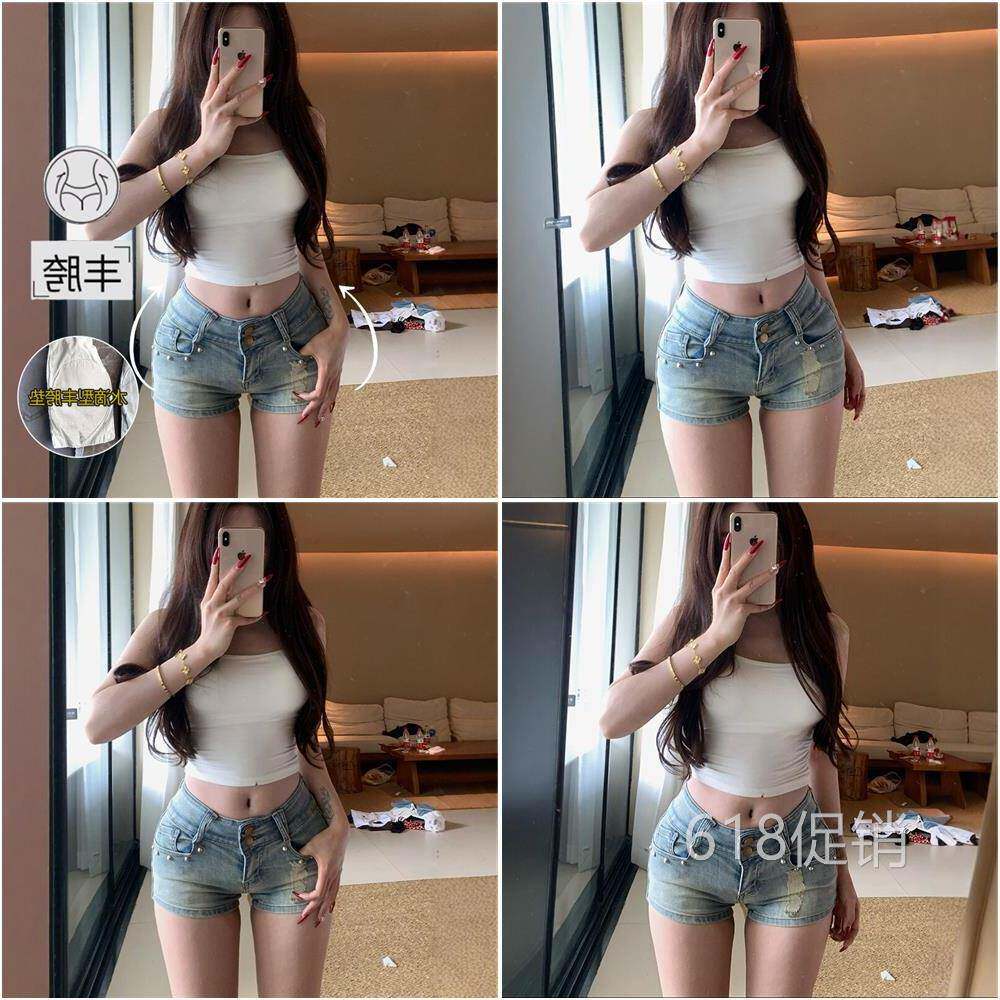 李李服饰设计感铆钉低腰丰胯牛仔短裤女2025夏季新款紧身显瘦热裤