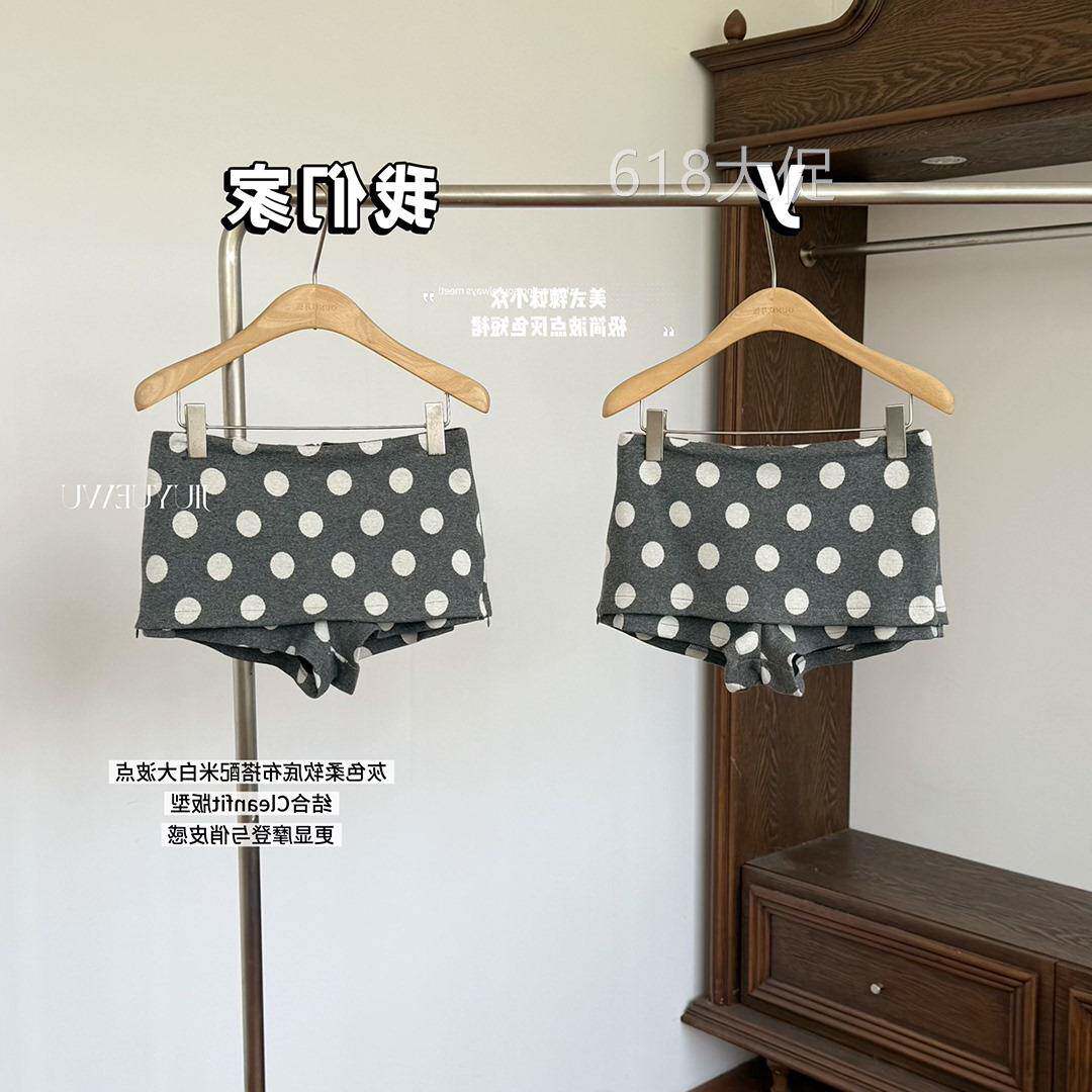 美式辣妹小众极简波点灰色短裙裤子春秋新款复古修身显瘦半身裙女