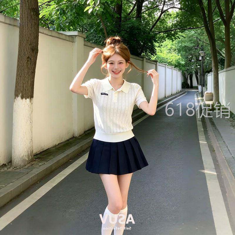 夏天巨好看的韩系穿搭一整套学院风连衣裙夏日绝美俏皮小个子套装