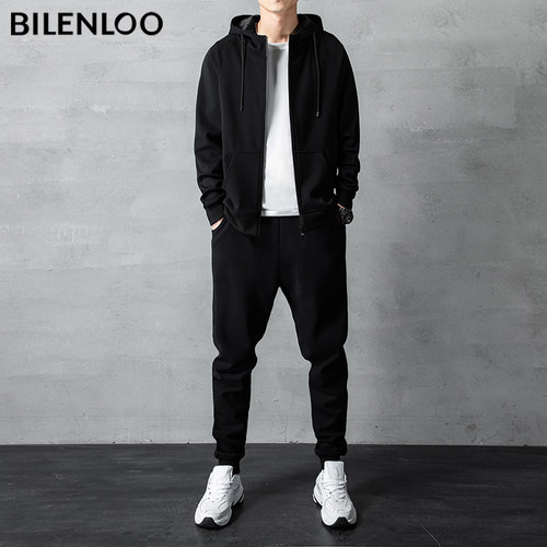 高端全棉男士连帽卫衣运动套装