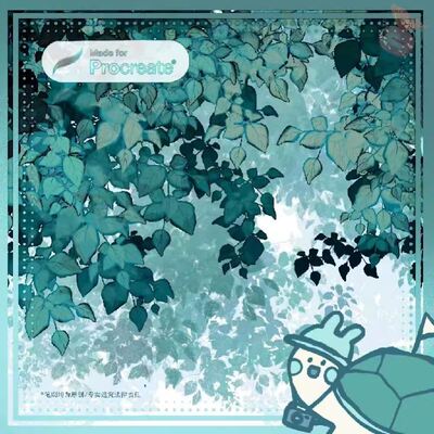 Procreate笔刷树林叶子柳叶灌木植物iPad纹理场景笔刷 可商用