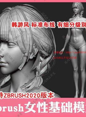 zbrush日韩女性基础3D模型ZB素材裸模东方写实ztl高精度人体细分