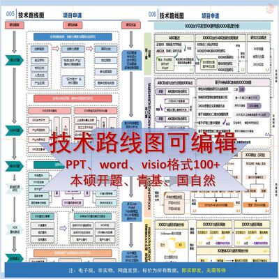 技术路线图模板美化开题课题青基医学生物等可编辑PPT、word版