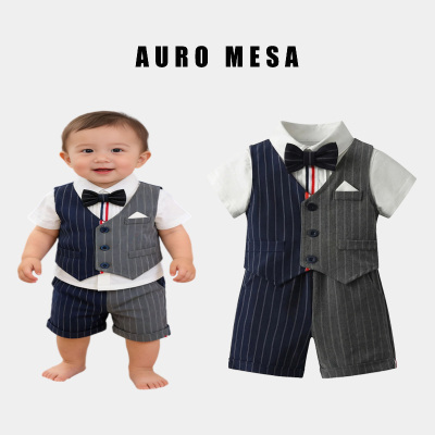 爱诺蒙莎夏季男宝宝礼服马甲套装