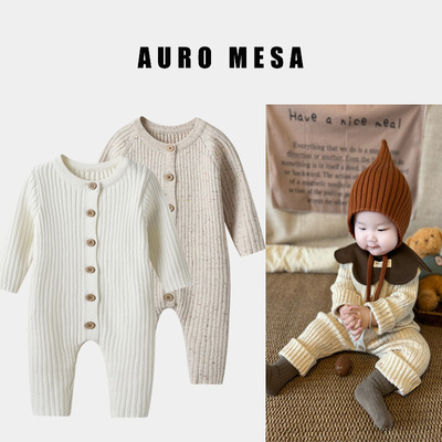 爱诺蒙莎婴儿爬服春秋针织衫连体