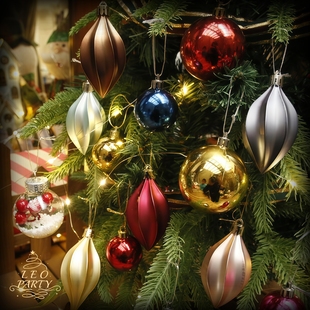 圣诞球装 饰挂件圣诞节耶诞节圣诞树布置配件派对挂饰藤条挂饰店铺