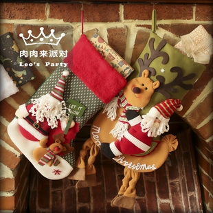 圣诞袜挂袋圣诞节挂饰礼物袋雪人挂件面包店铺咖啡厅装 饰商场美陈