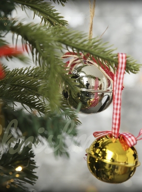 B圣诞树装饰金属圆铃铛响铃铛金色银色红色