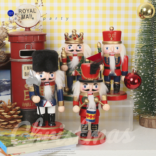 B木质胡桃夹子国王士兵摆件装 饰生日锡兵咖啡情人节圣诞礼物生日