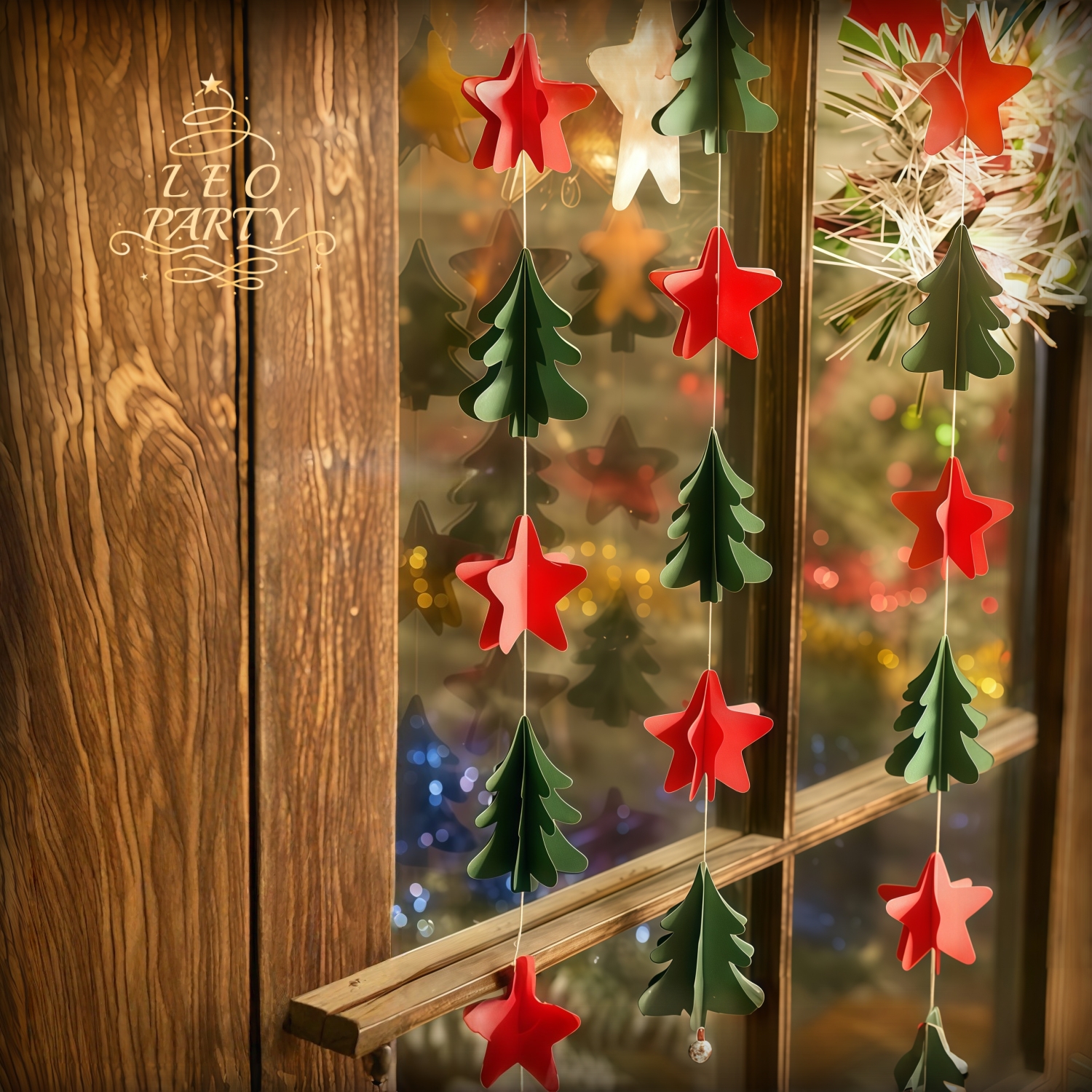 圣诞节纸花帘装饰布置材料