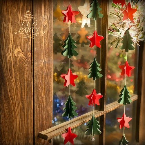 圣诞节纸花帘装饰布置材料