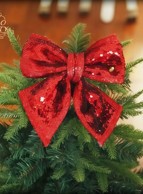 亮彩鳞片圣诞节耶诞节大蝴蝶结背景墙布置装饰结金色银色红色新年