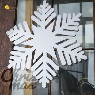 B超大雪花片圣诞节珍珠泡沫棉玻璃橱窗装 饰美陈咖啡面包店布置