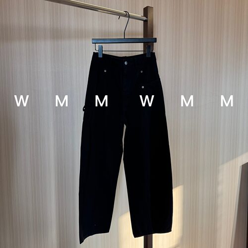 WMM黑色口袋工装裤女新款休闲裤百搭时尚舒适显瘦阔腿裤简约