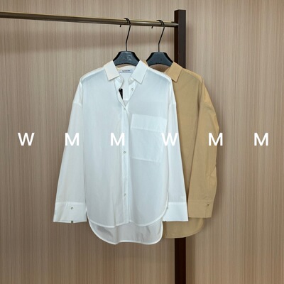 WMM匹马棉袖口刺绣慵懒风宽松百搭女长袖衬衫松驰感显瘦韩上衣