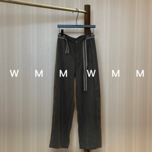 WMM腰带款铜氨纤维棕绿色夏季新款女休闲裤舒适显瘦气质长裤窄版