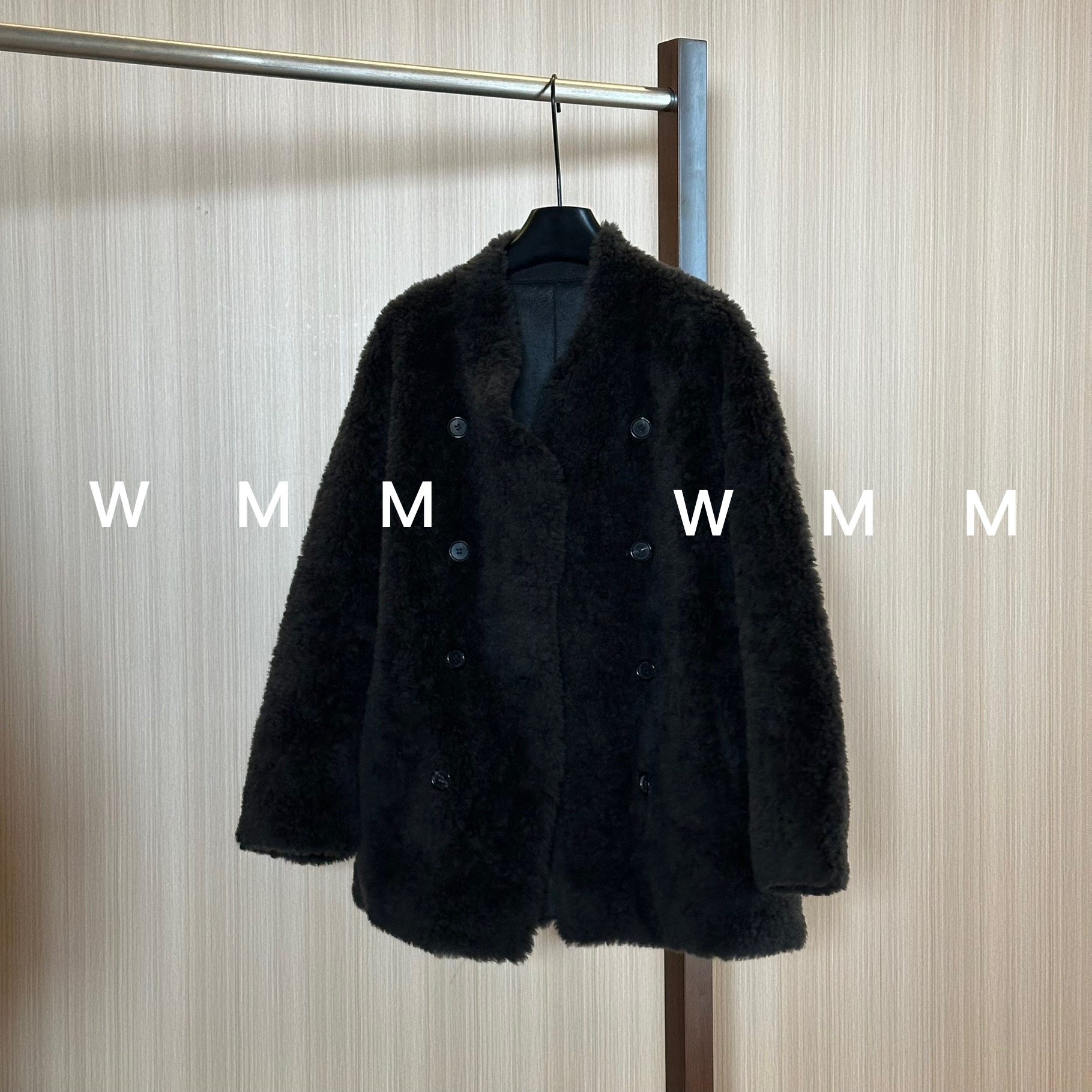 WMM双排扣2长款颗粒外套毛毛外套女秋冬新款百搭休闲时尚保暖大衣