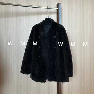 保暖大衣 百搭休闲时尚 WMM双排扣2长款 颗粒外套毛毛外套女秋冬新款