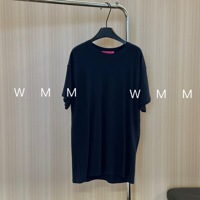 WMM大版型后背图案藏蓝色短袖T恤时尚百搭宽松休闲春夏新款女士