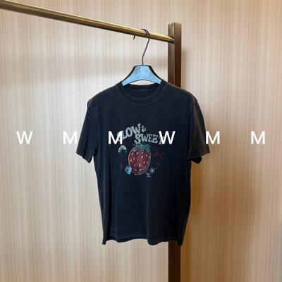 WMM草莓印花短袖T恤女夏季新款休闲百搭韩版时尚气质舒适显瘦上衣