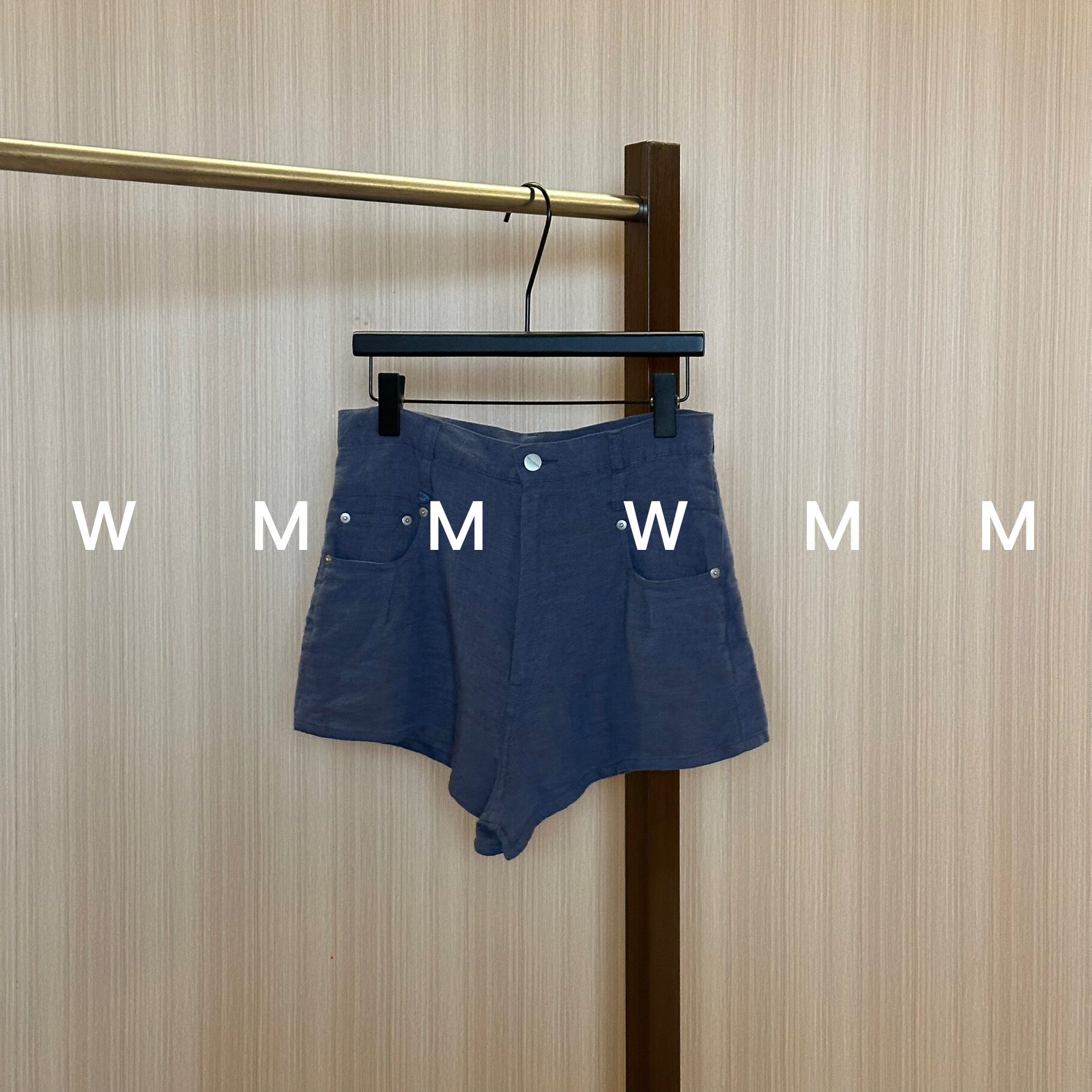 WMM高腰A字亚麻短裤女纯色宽松时尚中腰裤子休闲风短裤显瘦舒适