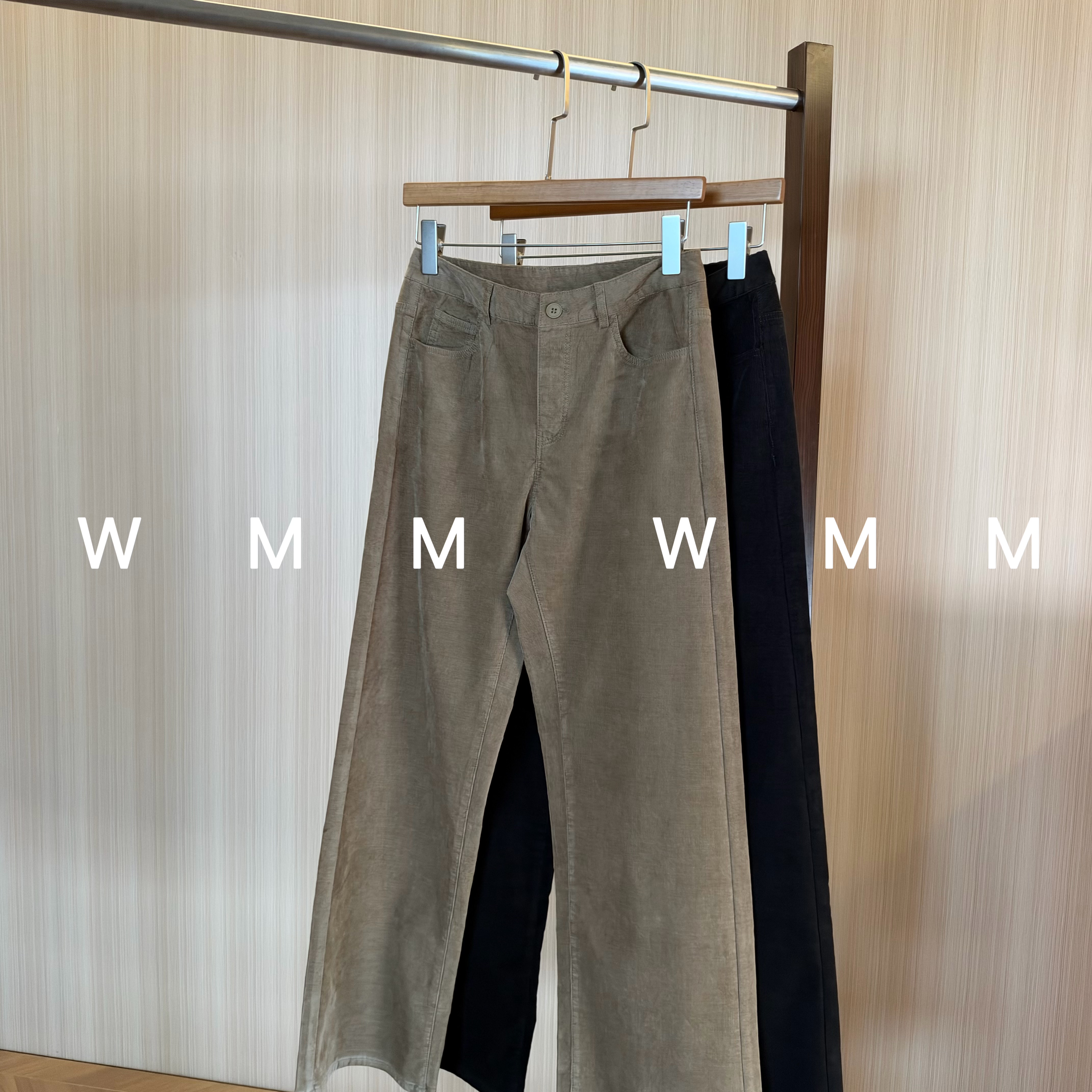 WMM卡其色灯芯绒休闲裤女新款休闲百搭时尚舒适显瘦简约直筒长裤2