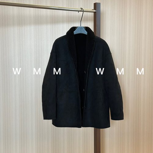 WMM中长款麂皮毛一体颗粒外套新款百搭时尚休闲保暖毛外套两面穿