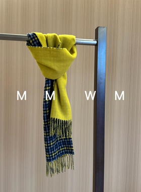 WMMAB面格子柠檬拼色羊绒围巾女新款保暖披肩围巾两用自留围脖