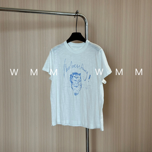 WMM玻璃珠小猫咪短袖T恤女士春夏新款百搭休闲时尚春夏新款上衣
