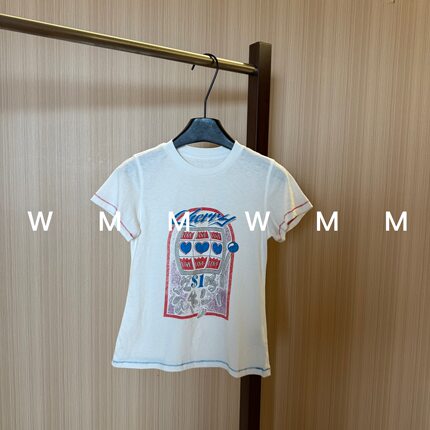 WMM心动白色圆领短袖T恤女新款休闲百搭韩版时尚气质舒适显瘦上衣