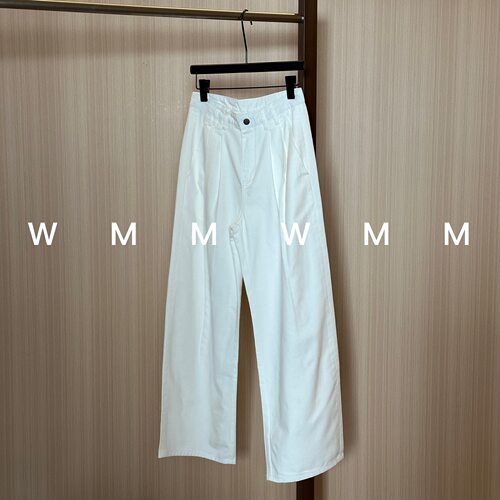 WMM通勤白色纯色高腰显瘦直筒裤女新款休闲百搭韩时尚舒适显瘦