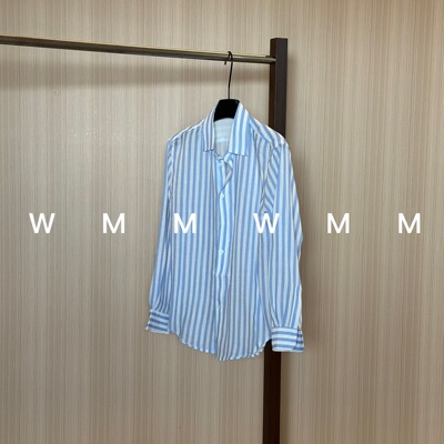 WMM蓝条纹搞定老钱风新款简约风宽松百搭女长袖条纹衬衫小众设计