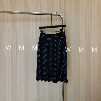 WMM桑蚕丝波点木耳边半身裙女士夏季新款百搭时尚休闲修身中长裙