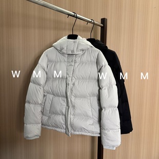 WMM五格lu白鹅绒直筒型连帽羽绒服女海盐奶冻短款百搭秋冬新保暖